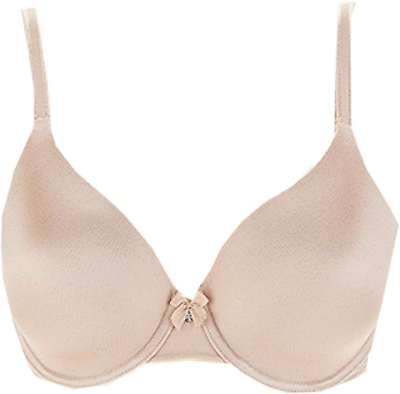 #ad Breezies Perfect Shape Wirefree Side Smoothing T Shirt Bra Sunbeige 38DD $17.98
