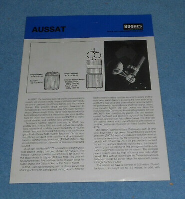 #ad 1984 Hughes Space Company AUSSAT Satellite Fact Sheet $7.73