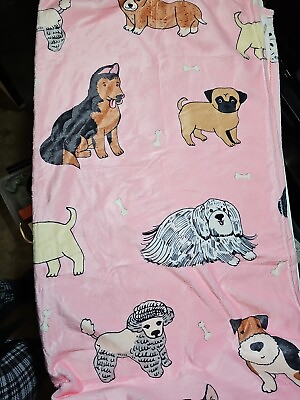 #ad #ad Cute Dogs Pink Throw Blanket Ultra Soft All Season Puppy Decorative 50quot;x40quot; $17.99