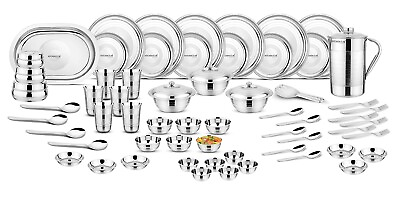 #ad Stainless Steel Dinner Set of 61 Pcs High Grade Quality Silver Touch Finish $355.00