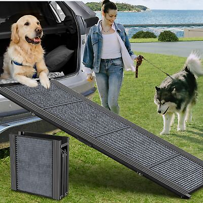 #ad Dog Ramp for Car 63quot; Long amp; 17quot; Wide Folding Portable Pet Stair Ramp with No... $127.00