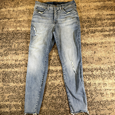 #ad Lucky Brand Mid Rise Ava Boot Cut Jeans Women#x27;s Size 10 30 Denim Raw Hem $22.99