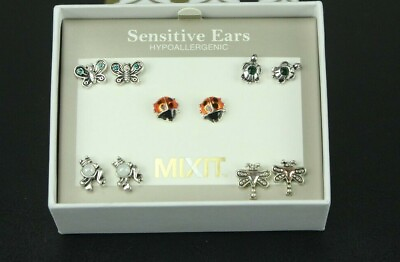 #ad Mixit Sensitive Ears Hypoallergenic 5 Pack Earrings New In Box $8.99