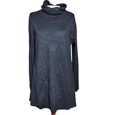 #ad Black Tunic Length Turtleneck Sweater Size Large $26.25