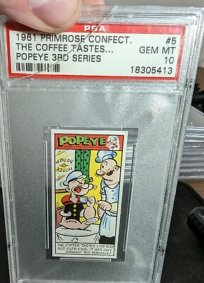 #ad 1961 Primrose Confectionary Popeye #5 This Coffee Tastes PSA 10 GEM MINT 3rd ser $199.99