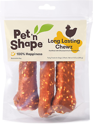 #ad Long Lasting Chewz Dog Treats Chicken Wrapped Rawhide 3 Bones 6 Inch Long $23.99