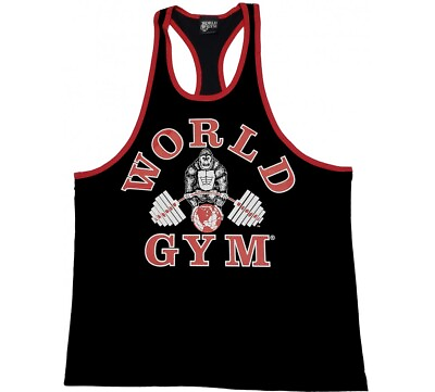 #ad W316 World Gym Workout Ringer Tank Top Racerback Bodybuilding Gym Clothes $28.95