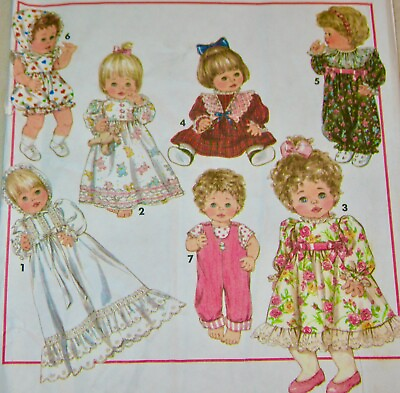 #ad SIMPLICITY CRAFT PATTERN #8099 WARDROBE FOR BABY DOLLS 3 Sizes SML NEW $7.95