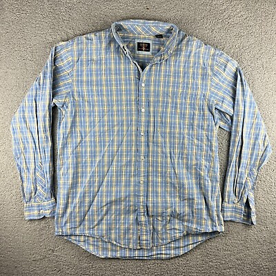 #ad Arrow Blue Jean Co Men#x27;s Shirt LT Casual Button Up Short Sleeve Plaid Multicolor $14.54