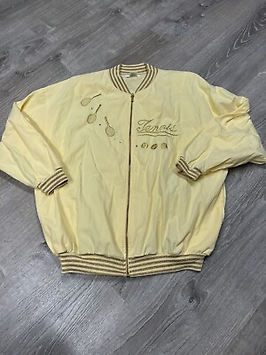 #ad Vintage RAFAEL TENNIS Varsity Jogging Track Suit Jacket yellow Women#x27;s XL $27.30