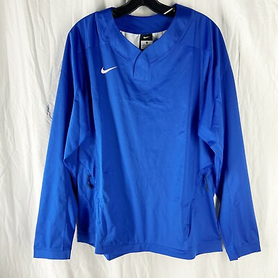 #ad Nike Mens Blue Softball Baseball Pull Over Long Sleeve Shirt Size M $38.98