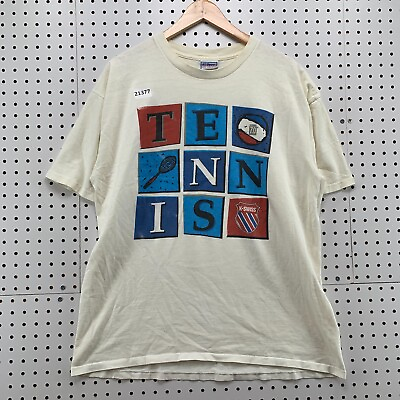 #ad VTG 90s K SWISS Tennis Shirt White Single Stitch Adult XL 23x29 Short Sleeve $13.99