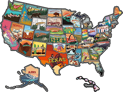 #ad RV State Travel USA Map Sticker United States Stickers Vinyl Map RV Decals Map $18.71