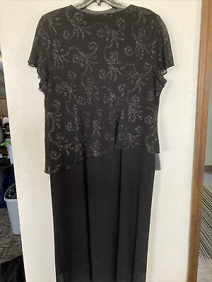 #ad Long Beautiful Elegant Black Sparkling Mother of the Bride Groom Dress Sz 22 $29.99