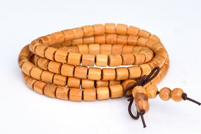 #ad 6x6MM 108 Pcs Golden Rosewood Mala Beads Natural Wood Round Tube Beads 27quot; $5.94