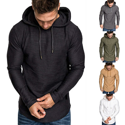 #ad Men#x27;s Hooded Sweatshirt Solid Color Fashion Stitching Casual Sweatshirt Jacket $17.69