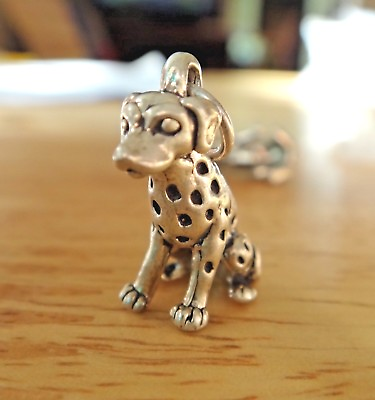 #ad Sterling Silver 3D 18x10mm Sitting Dalmation Dog Charm Adorable $26.59