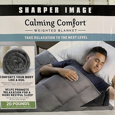 #ad Sharper Image Weighted Calming Comfort Gray Blanket 50quot; x 75 Heavy 20 lb. $49.96