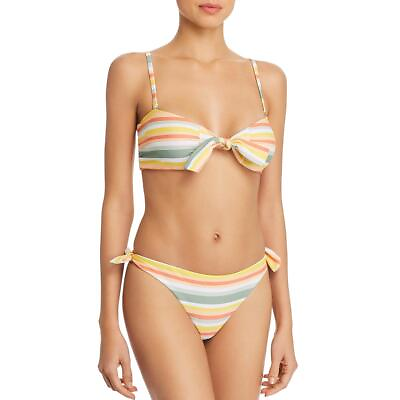 #ad Minkpink Womens Mamba Yellow Bandeau Striped Bikini Swim Top M BHFO 2211 $10.99