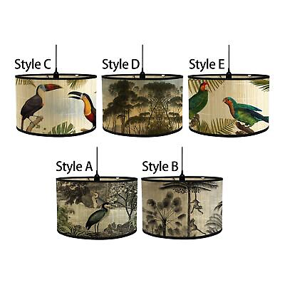 #ad Drum Print Lamp Shade Light Cover 11.8x11.8x8 inch E27 Bamboo Lampshade Cover $18.74