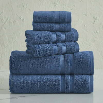#ad Performance Solid 6 Piece Bath Towel Set Navy $17.22