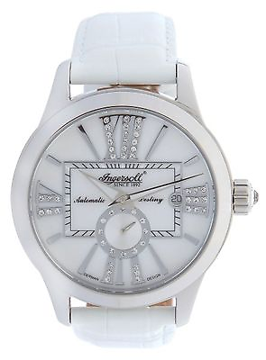 #ad NEW Ingersoll 5007WH Womens White Leather Crystal Numbers Destiny Clasp Watch $132.95
