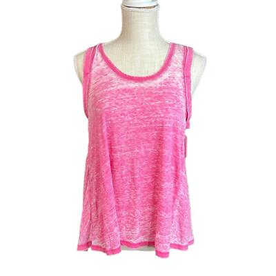 #ad NWT Honeydew Tulip Back Open Jersey Tank Top Shirt Pink Womens L Lightweight $15.00