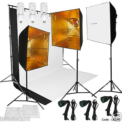 #ad Photography Studio Photo Studio Lighting and Background Kit W Muslin Backdrops $139.99