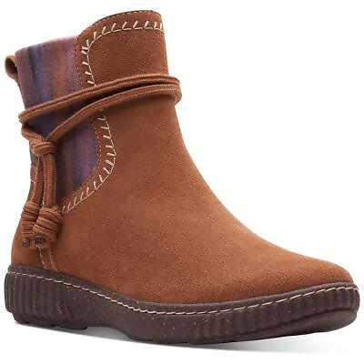#ad Clarks Womens Caroline Lily Leather Pull On Round Toe Booties Shoes BHFO 2554 $28.99