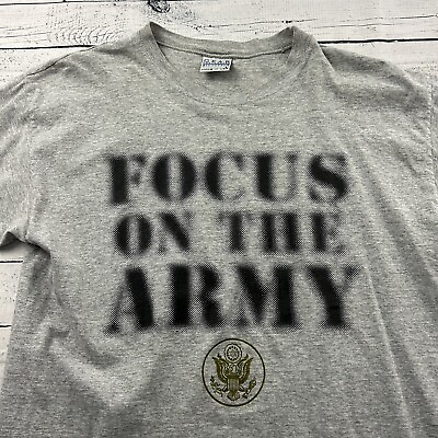 #ad Vintage Gear Focus On The Army Short Sleeve T Shirt Men#x27;s Large Gray $11.69