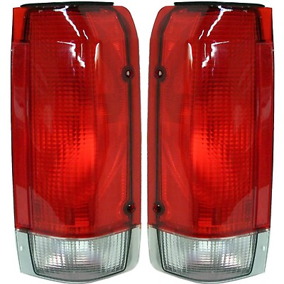 #ad Set of 2 Tail Light For 87 89 Ford F 150 Custom LH amp; RH Clear amp; Red Lens $38.54