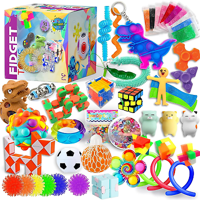 #ad 51 Pcs Fidget Toys Pack Popits Fidgets Set for Classroom Rewards Sensory Toy $19.95