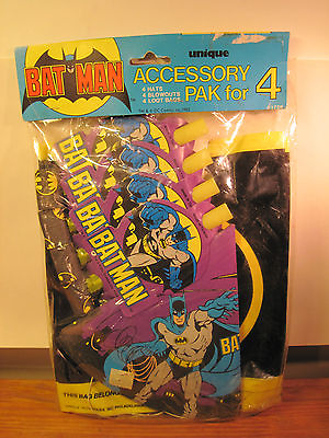 #ad BATMAN VINTAGE PARTY FAVORS ACCESSORY PACK FOR 4 NIP $18.95
