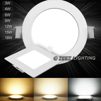 #ad 3 4W 6W 9W 12W 15W 18W 20W 25W Dimmable LED Recessed Ceiling Panel Light Fixture $11.84