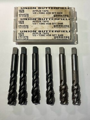 #ad 1 2 13 UNC 3 FLUTE SPIRAL TAP 9 PCS 3 NEW 6 USED BOTTOMING CHAMFER RH THREAD $327.00