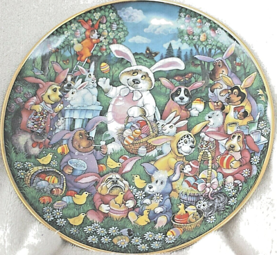 #ad A Doggone Egg–Stravaganza Ltd Ed Fine Porcelain Plate #LA7214 Bill Bell Franklin $22.50