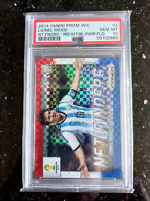 #ad 2014 Panini Prizm W C Red White And Blue Pwr. Net Finder Lionel Messi #2 Psa10 $449.99
