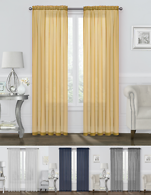 #ad Basic 2 Pack Sheer Voile Home Window Curtains Assorted Colors amp; Sizes $14.99