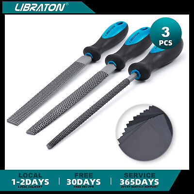 #ad 3PCs Carbon Steel Rasp File Set Half Round Woodworking Files amp; 28PCs Sand Papers $19.69