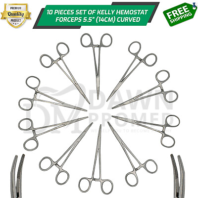 #ad 10 Kelly Hemostat Forceps 5.5quot; Set Curved Locking Clamp Surgical Dental Fishing $14.90