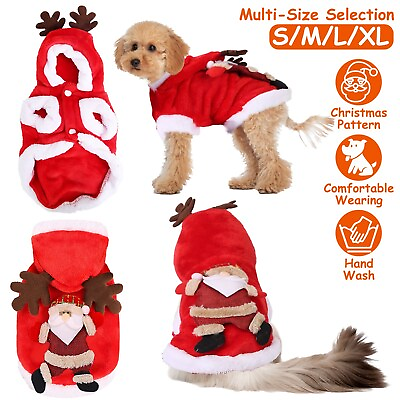 #ad Pet Christmas Costumes Santa Dog Clothes Winter Coats Outfit for Cats Small Dogs $11.68