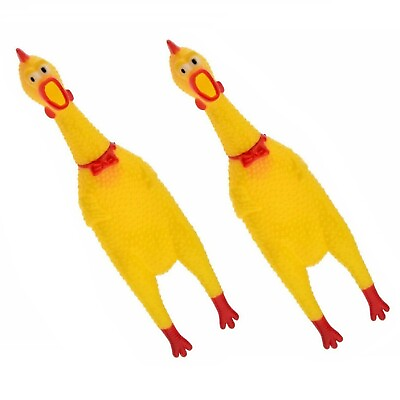 #ad 2 Pet Dog Shrilling Rubber Chicken Chew Sound Squeeze Screaming Toy 12quot; Inches $9.99