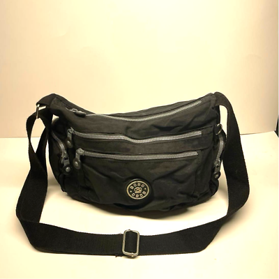 #ad Bobo Cloth Washable Handbag purse Black Multi Pocket 14” $22.00