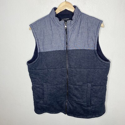 #ad Banana Republic Blue And Gray Quilted Vest Mock Neck Color Block Mens Large $24.65