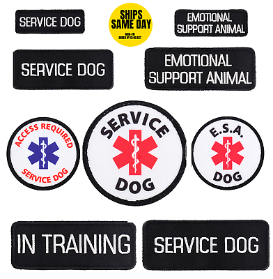 SERVICE DOG EMOTIONAL SUPPORT ANIIMAL ESA E.S.A. PATCHES SMALL MEDIUM ROUND S L $12.95