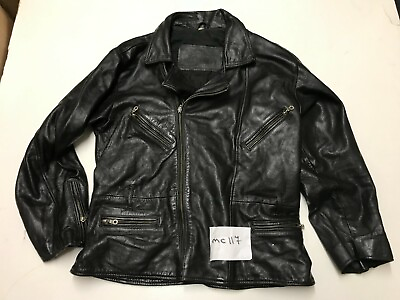 #ad MARK ASTOR Vintage Motorcycle Leather Jacket in Black Armpit Armpit 22quot; mc117 GBP 22.50