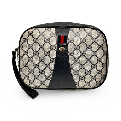 #ad GUCCI Accessory Collection Sherry Line GG pattern Clutch Navy $199.00