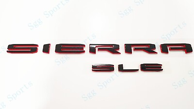 #ad 2PCS Black Red Rear Tailgate SIERRA SLE Emblem GMC Sierra 1500 2500hd 3500hd $39.80
