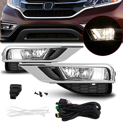 #ad For 15 16 Honda CRV CR V Front Left Right Fog Lights Bumper Lamps amp; Chrome Bezel $33.95