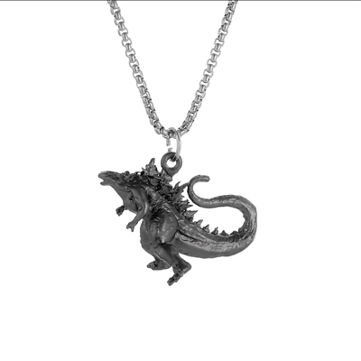 #ad Godzilla Monster Jewelry Black Steel Sexy Dinosaur Movie Pendant Necklace $15.38